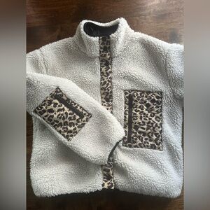 Rails leopard print Sherpa cropped jacket